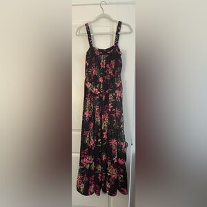 ⭐️Size small, INC⭐️Long black dress with tropical floral print⭐️